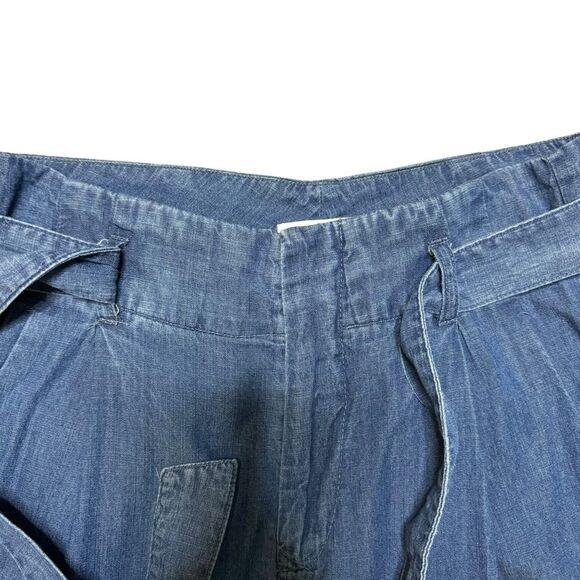 Thought Women's Wide-Leg Paper Bag Waist Belted Zip Up Jeans Slacks Size 8 - Picture 5 of 12